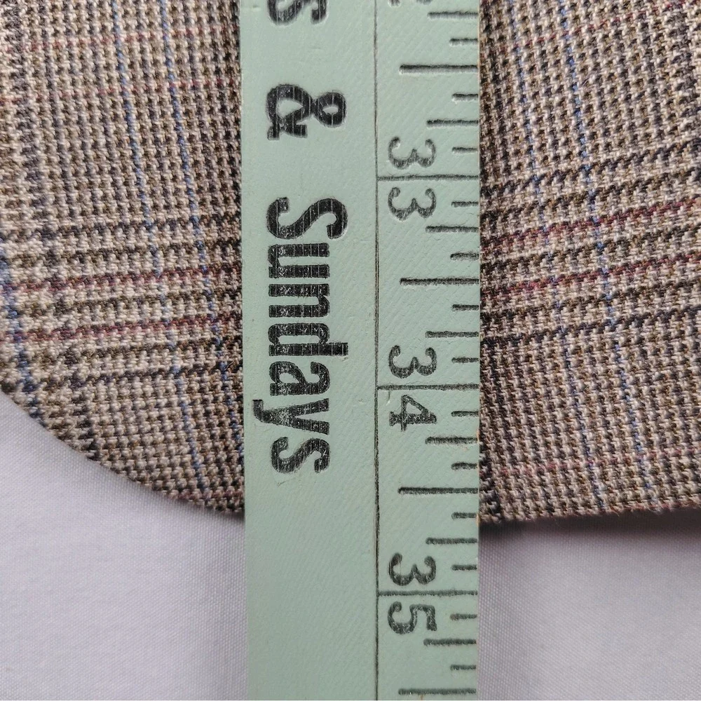 Hart Schaffner Marx 50L Sport Coat Blazer Glen Plaid Check USA Made Tan Brown